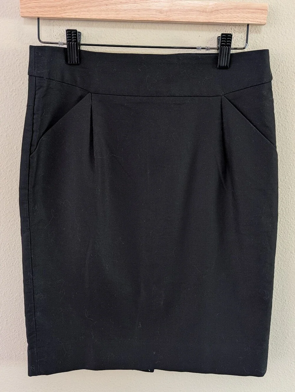 J.Crew The Pencil Skirt Black Cotton Pink Trim Pockets Size 2